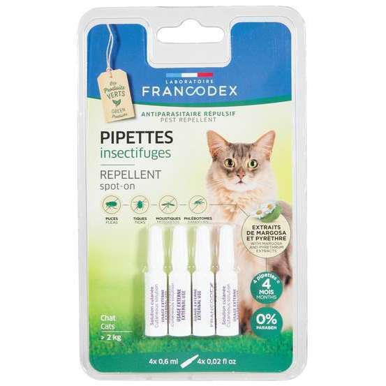 Pipettes Antiparasitaires Repulsives X4 Pour Chat Truffaut