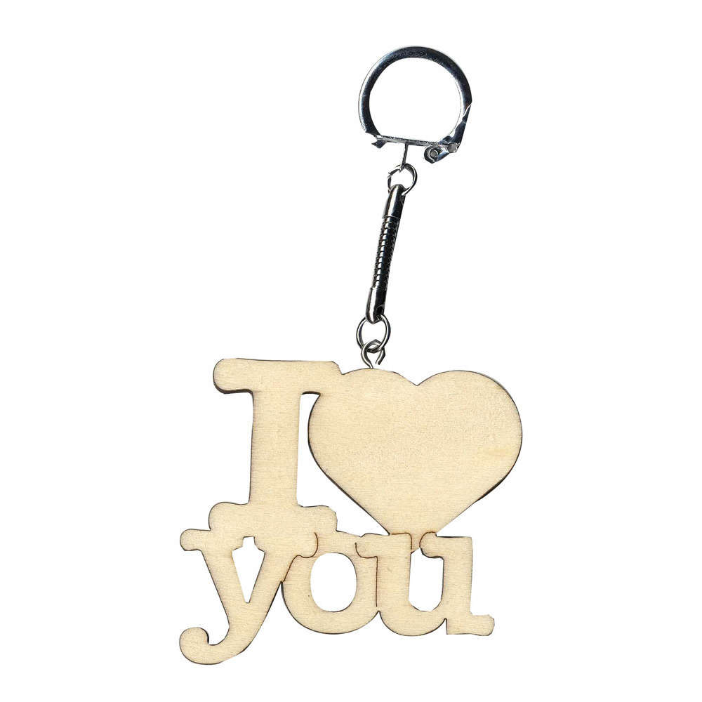 Porte Cles I Love You En Bois L 6 5 X H 6 Cm Truffaut