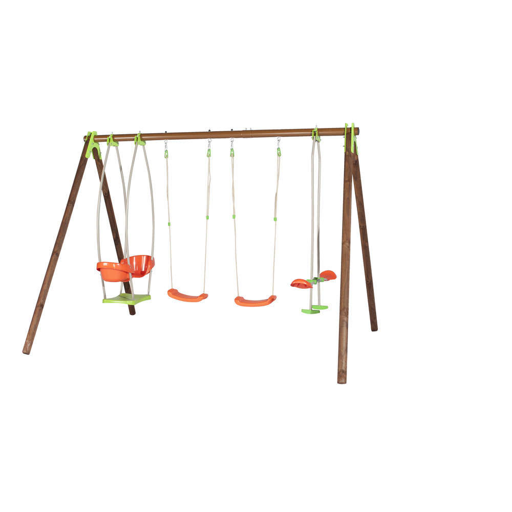 Portique En Bois Metal Pour Enfant 2 30 M 4 Agres Truffaut