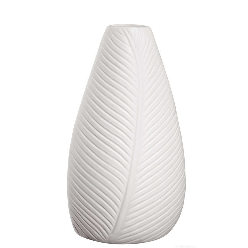 Blanc H.18cm Vase Leaf Porcelaine Asa