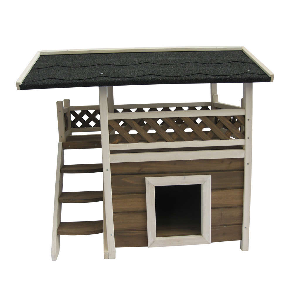 Maison Des Chats En Bois Taupe L80 X L59 5 X H73 Cm Truffaut