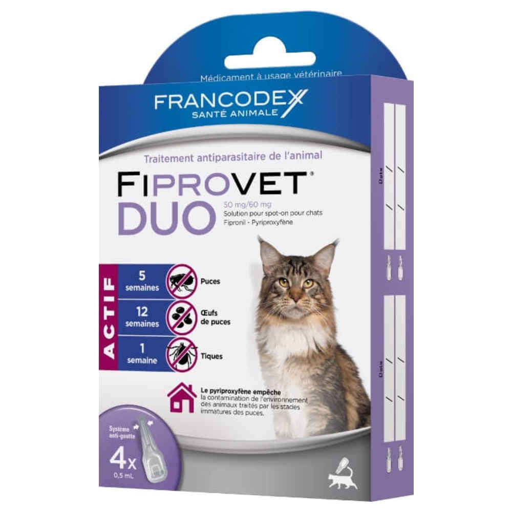 Fiprovet Duo 50mg 60mg Solution Pour Spot On Chat X4 Truffaut