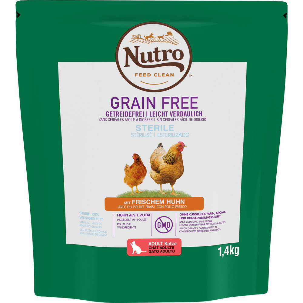 Nutro Grain Free Croquettes Chat Sterilise Sans Cereales Poulet 1 4 Kg Truffaut