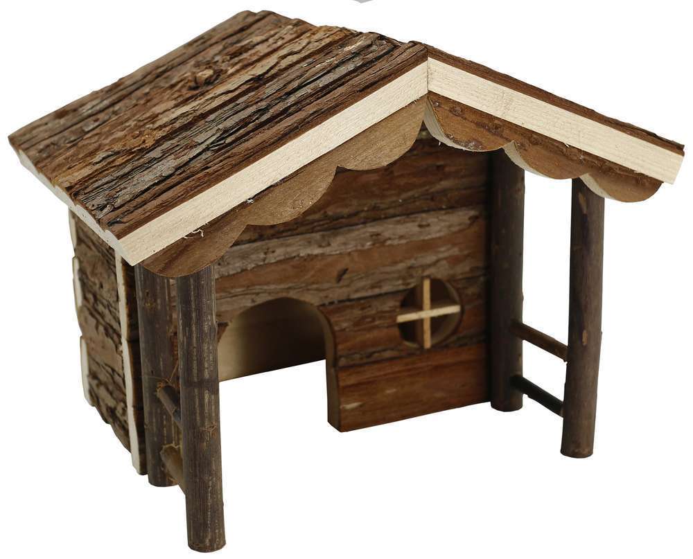 Maison en bois avec rampe pour lapin nain : L39xl50xh25 cm Maison en bois avec rampe pour lapin nain : L39xl50xh25 cm