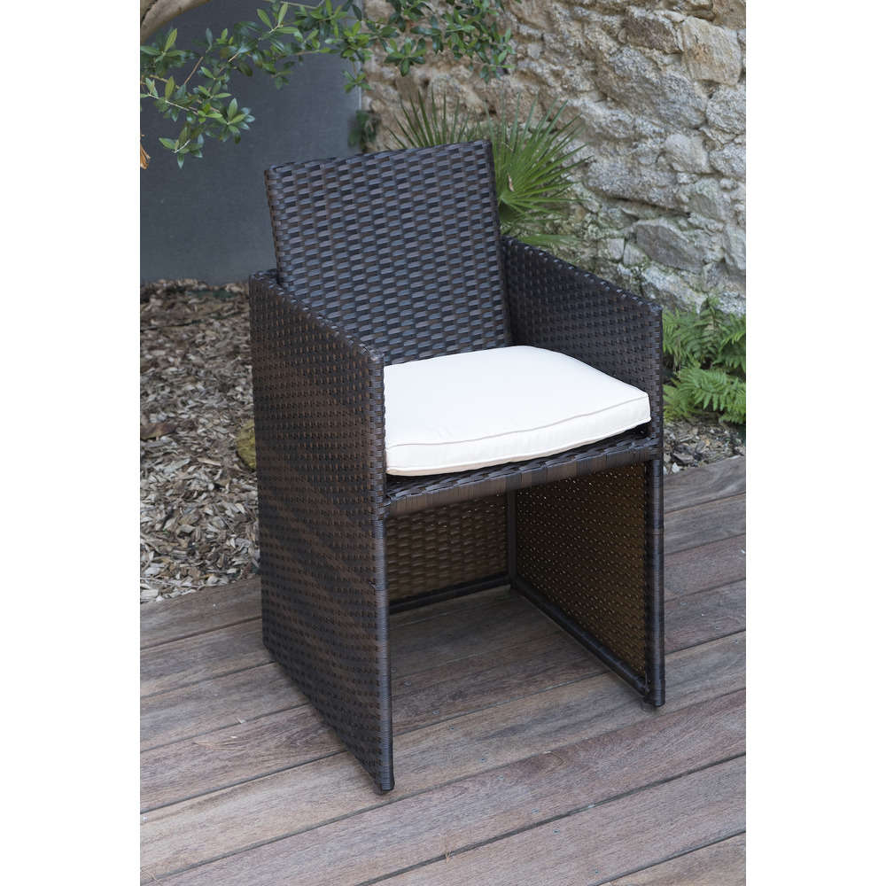 Salon De Jardin Encastrable En Resine Tressee Chocolat 8 Fauteuils