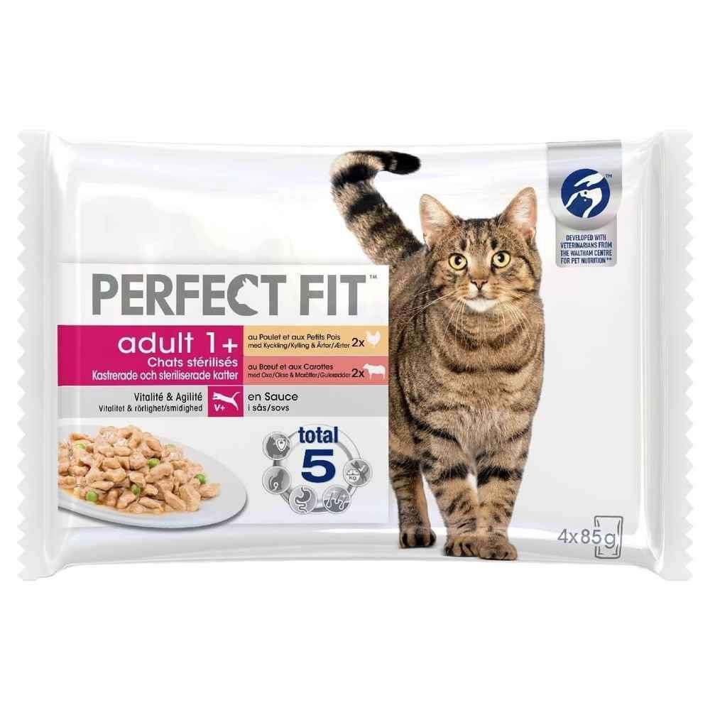 Filet En Sauce Adult 1 Poulet Boeuf Pour Chat Sterilise 4x85g Truffaut