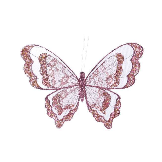 Papillon Rose Avec Paillettes A Clipser H 30 Cm Truffaut