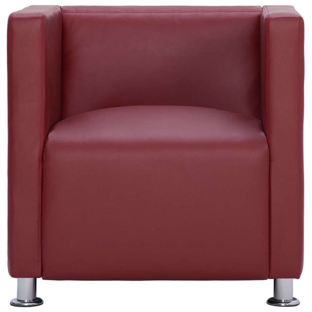 Fauteuil cube Rouge bordeaux Similicuir Fauteuil cube Rouge bordeaux Similicuir