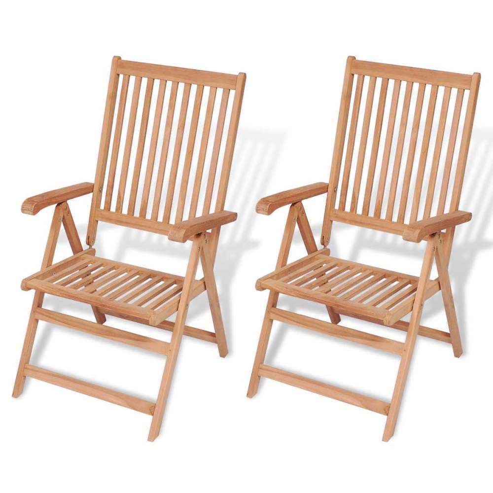 Chaises inclinables de jardin 2 pcs Bois de teck solide Chaises inclinables de jardin 2 pcs Bois de teck solide