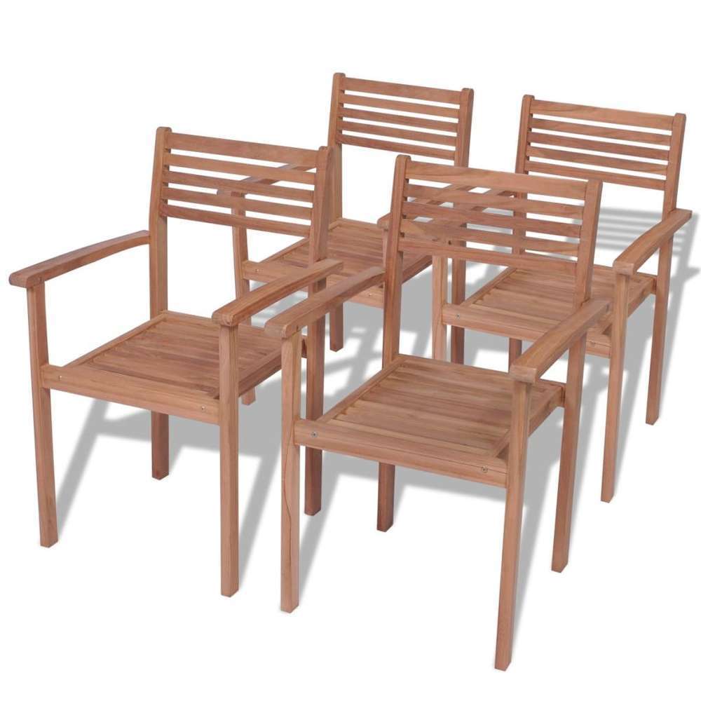 Chaises empilables de jardin 4 pcs Bois de teck solide Chaises empilables de jardin 4 pcs Bois de teck solide