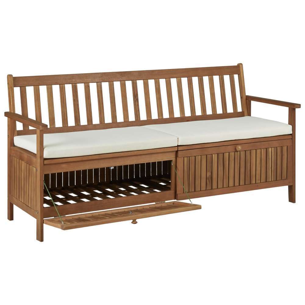 Banc De Rangement Avec Coussin 170 Cm Bois D Acacia Solide Truffaut