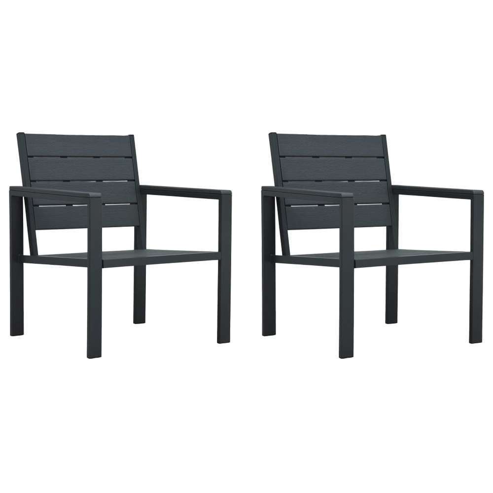 Chaises de jardin 2 pcs Gris PEHD Aspect de bois Chaises de jardin 2 pcs Gris PEHD Aspect de bois