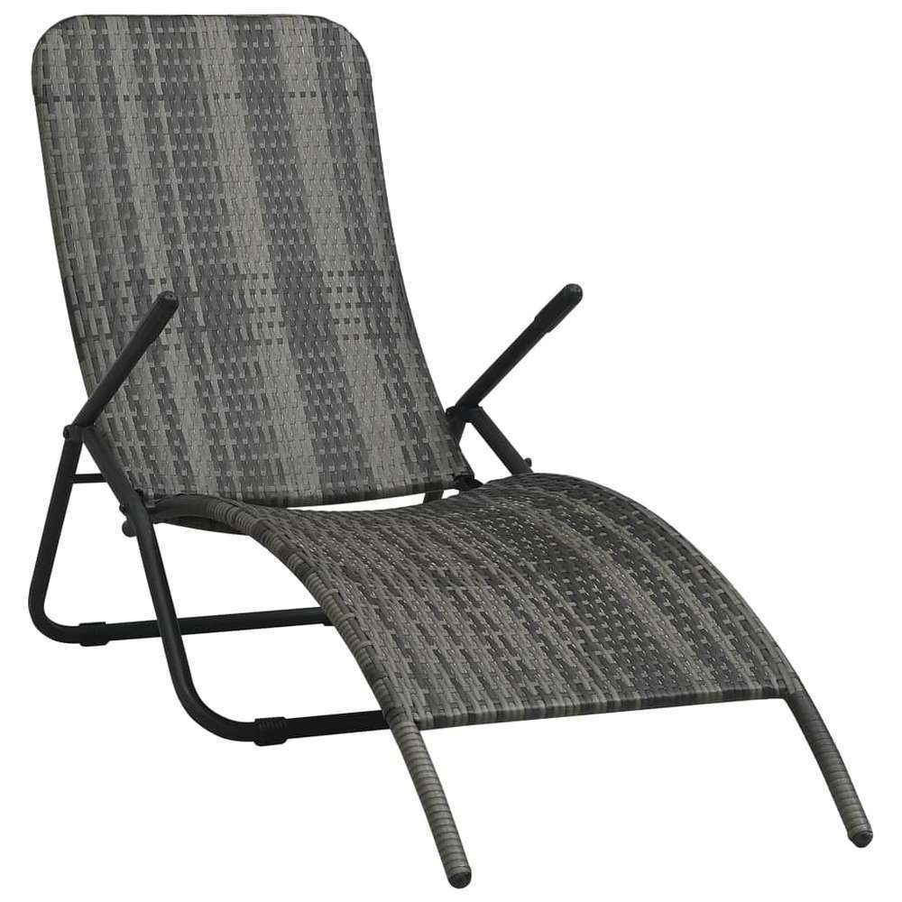 Chaise longue pliable Résine tressée Gris Truffaut