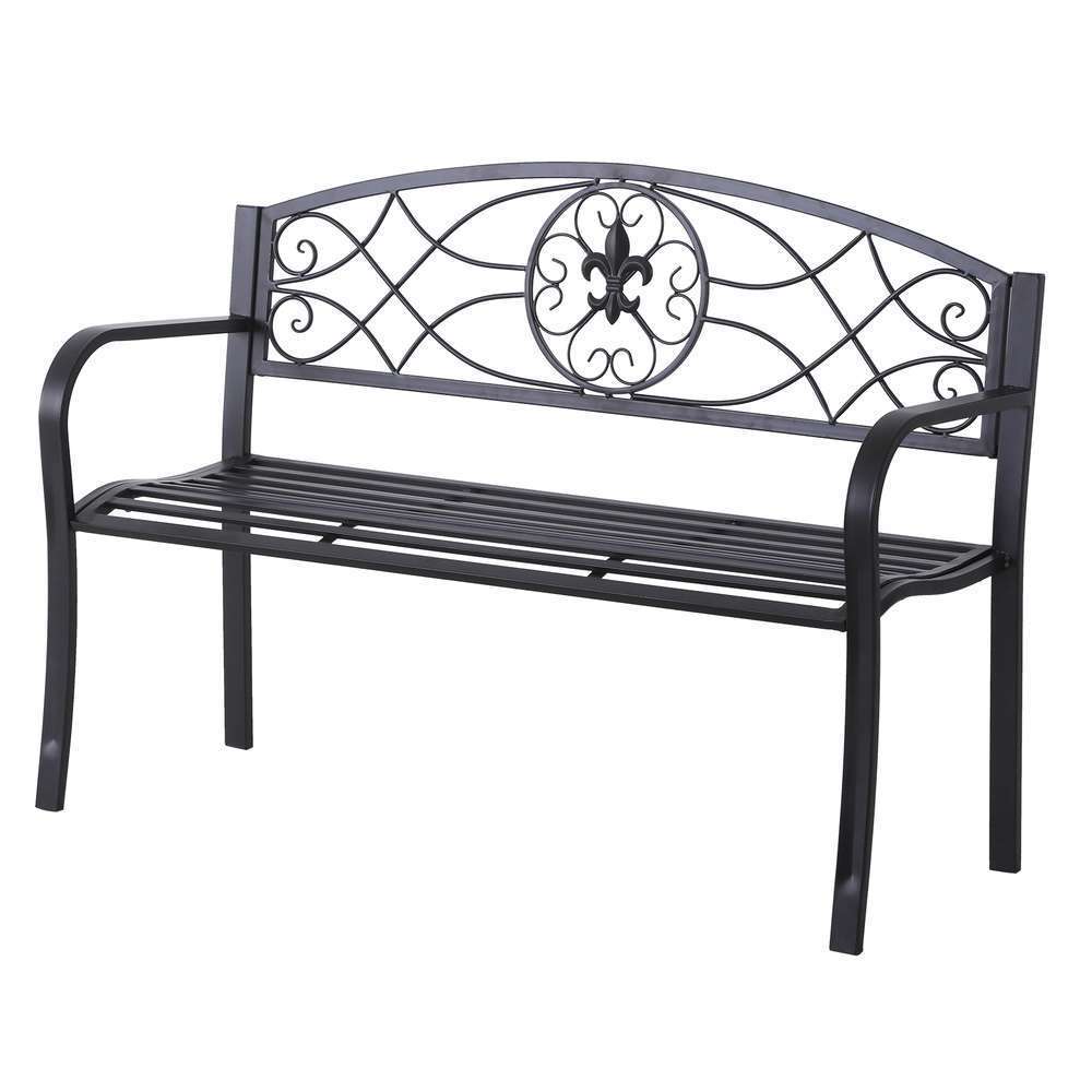 Banc De Jardin 3 Places Neo Retro Metal Epoxy Noir L128xl50xh91cm Truffaut