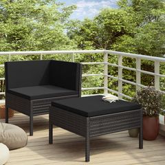 Lot De 2 Fauteuils Jardin En Résine Tressée Noire Gecko – Avec Coussins, Design Lounge, Matériaux Haute Qualité