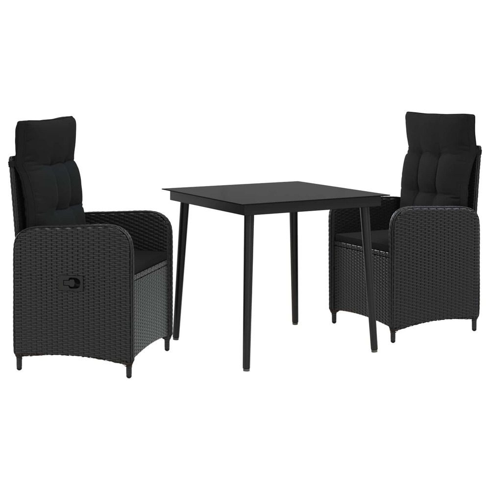 Ensemble de tables basses avec coussin avec oreiller 3 pcs noir