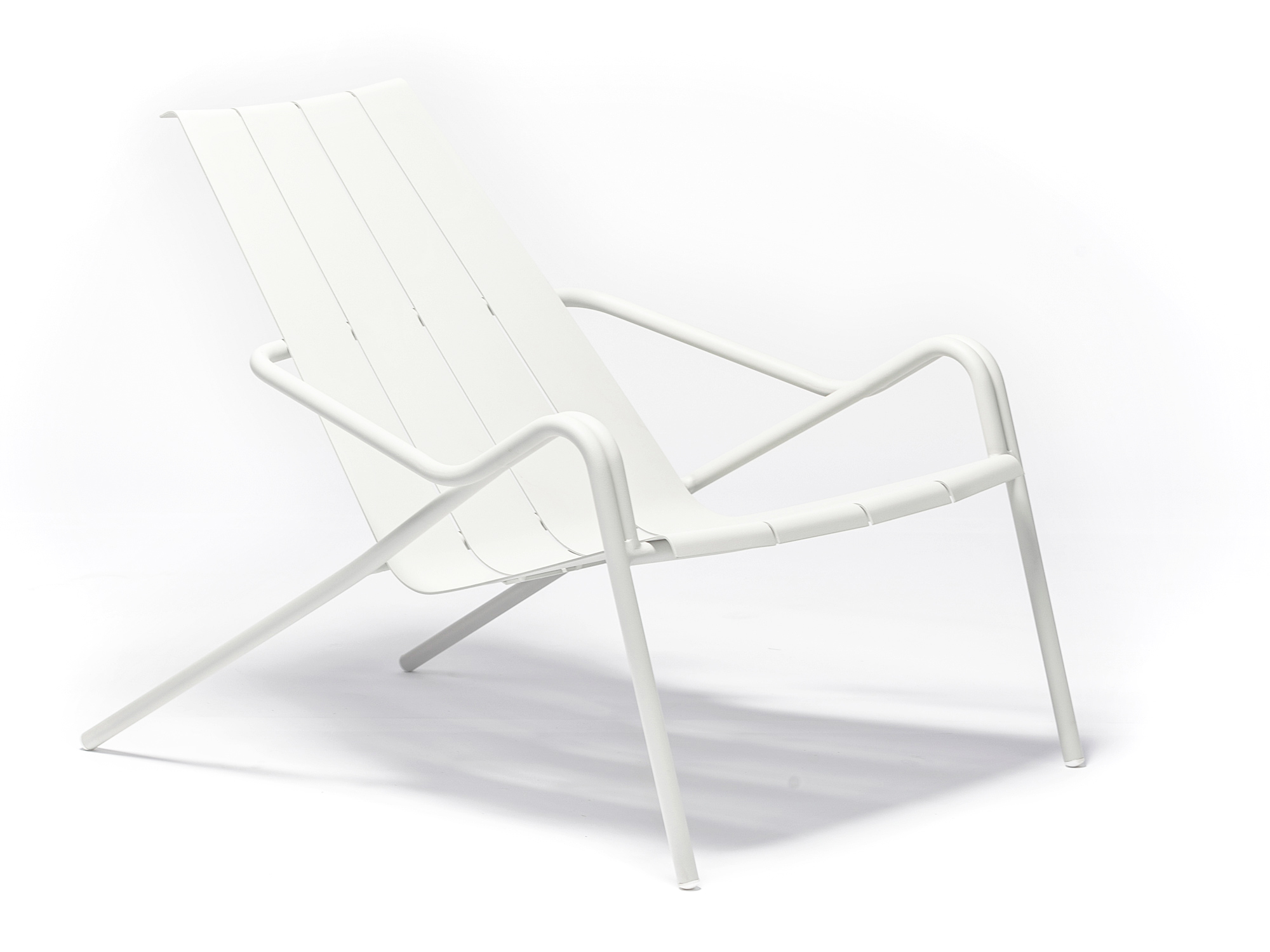2 fauteuils lounge empilables FLEOLE en aluminium, couleur GRIS PERLE