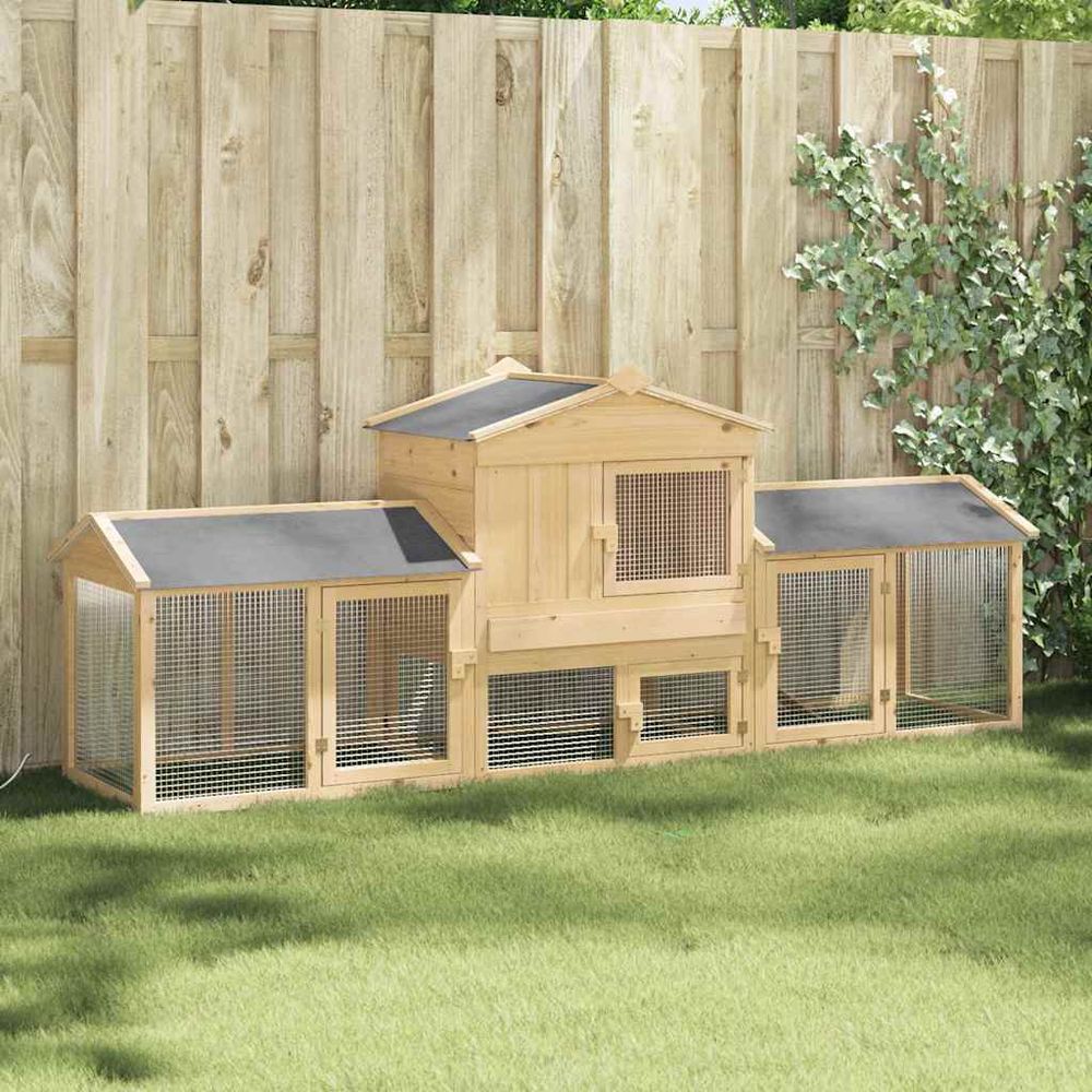 Grand poulailler en bois avec double extension 225cm marron