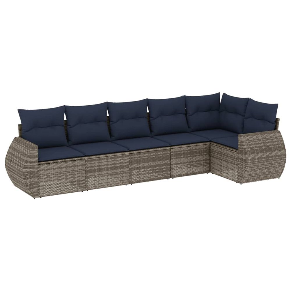 Ensemble de canapé de jardin 6 pcs avec coussins gris résine tressée