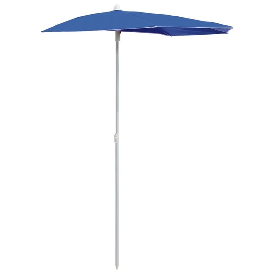 Demi-parasol de jardin avec mât 180x90 cm bleu azuré