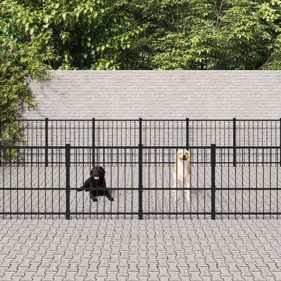Chenil d'extérieur pour chiens acier 32,93 m²