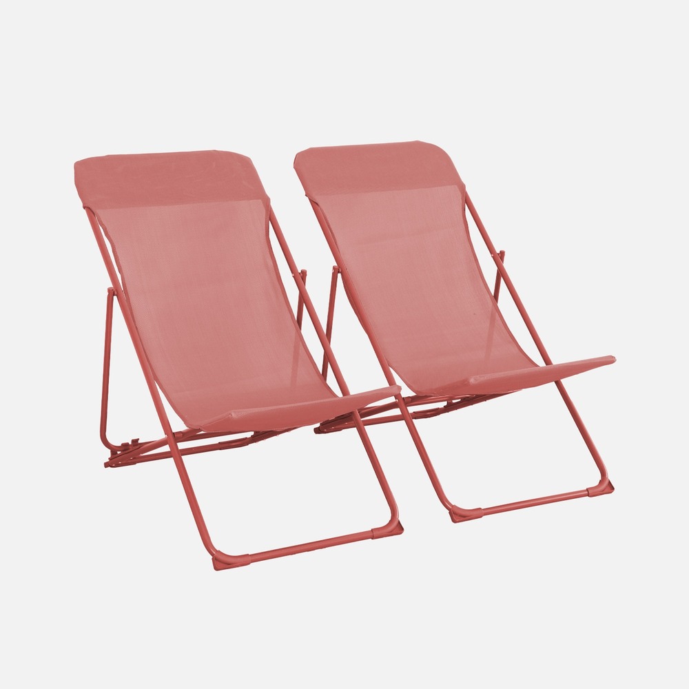 Lot de 2 chaises pliantes livorno en acier / textilene, différents coloris, 83 x 88 x 95 cm