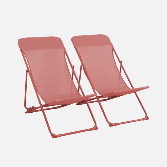 Lot de 2 chaises pliantes livorno en acier / textilene, différents coloris, 83 x 88 x 95 cm