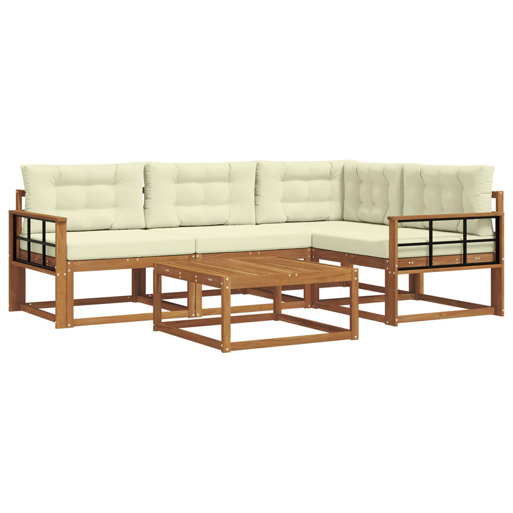 Ensemble de canapés d'extérieur 5 pcs naturel et crème