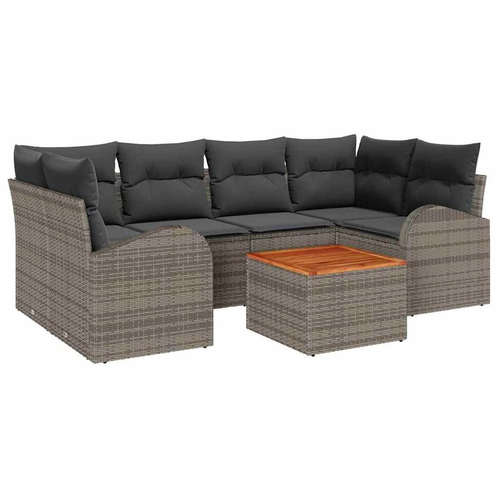 Ensemble de canapé de jardin 7 pc gris polyrotin
