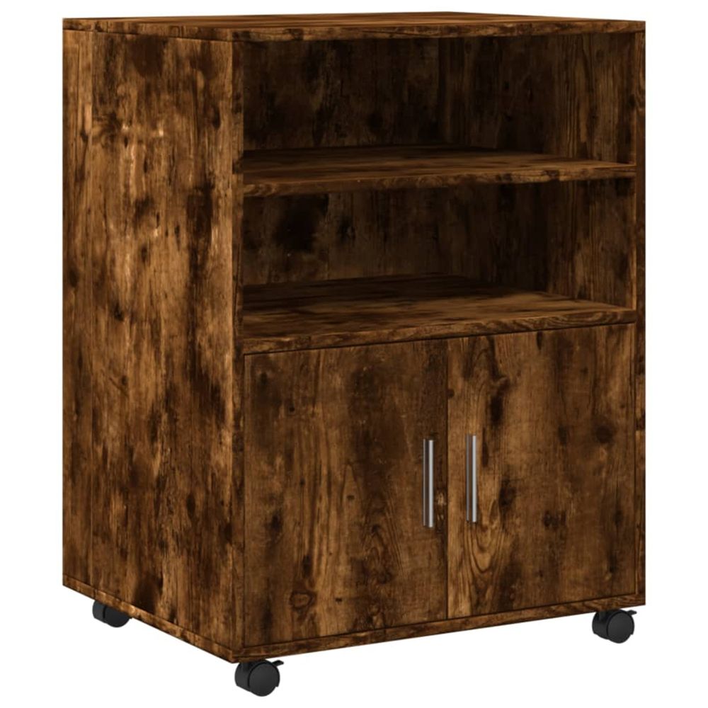 Armoire à roulettes chêne fumé 60x48x81 cm bois d'ingénierie