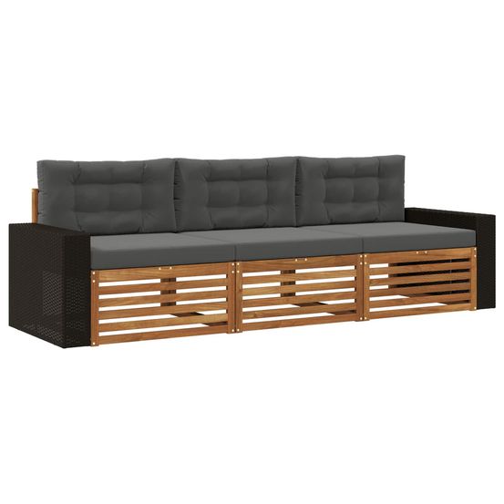 Ensemble de canapés d'extérieur 3 pc naturel et anthracite