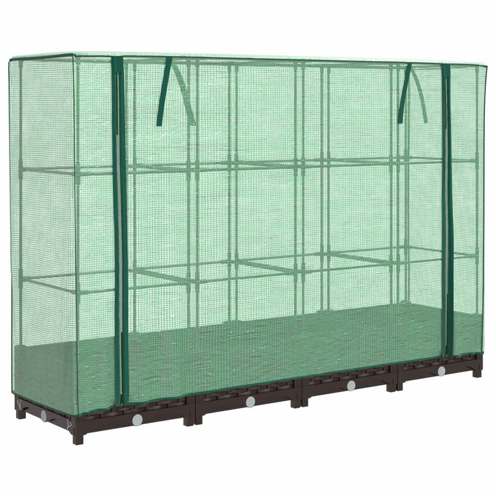 Jardinière bac lit surélevé plantes fleurs terrasse jardin surélevée avec housse aspect rotin 160 x 40 x 123 cm marron 02_003