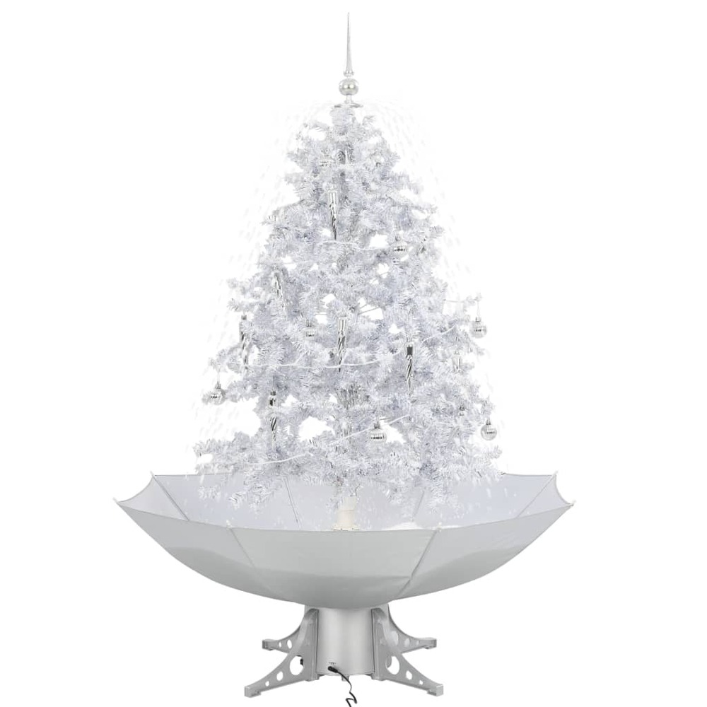 Arbre de noël neigeux avec base de parapluie blanc 140 cm