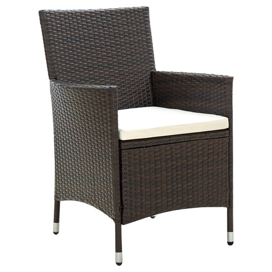 Chaises de jardin avec coussins lot de 4 résine tressée marron