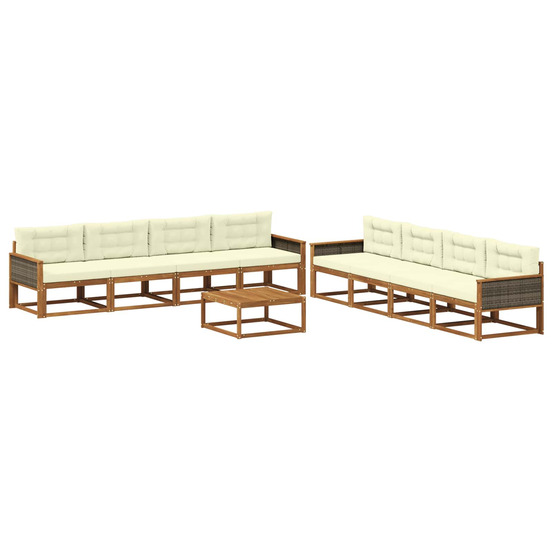 Ensemble de canapés d'extérieur 9 pcs naturel et crème