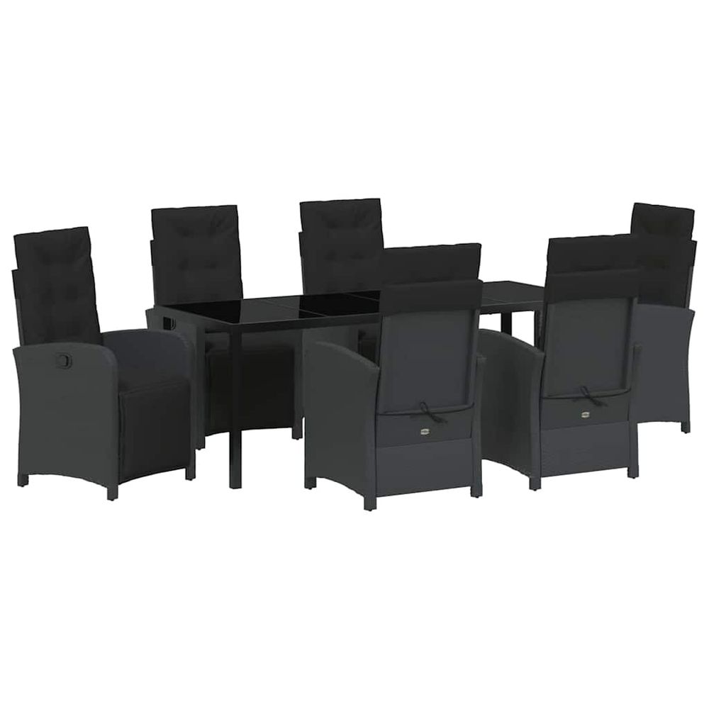 Ensemble de salle à manger pour jardin 7 pc noir polyrotin