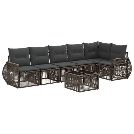 Ensemble de canapé de jardin 7 pc gris et gris foncé polyrotin