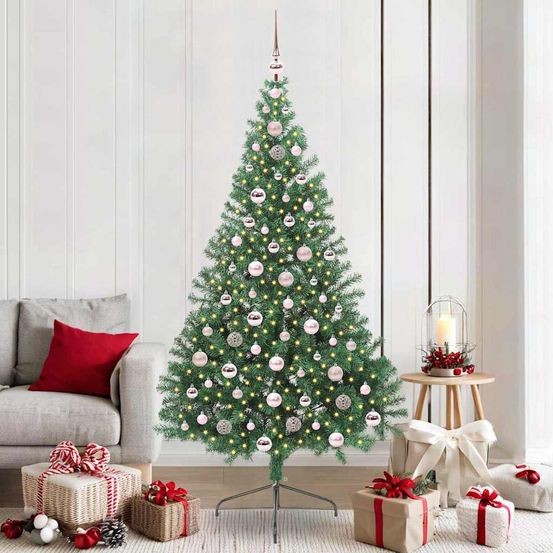 Kit de décoration sapin de noël artificiel lumineux 210 cm avec boules