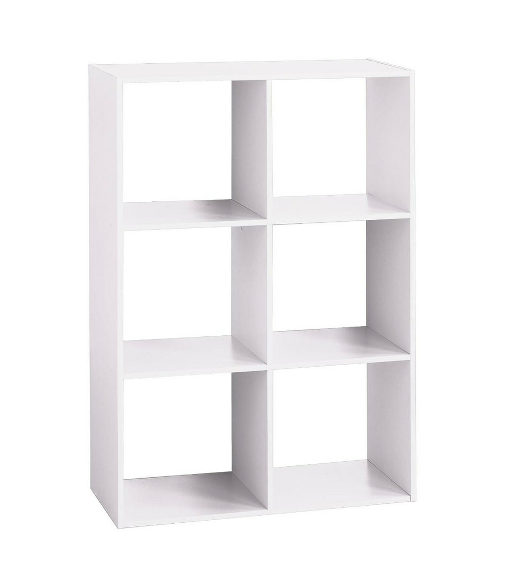 Meuble étagère 6 cases de rangement blanc h 100.5 cm