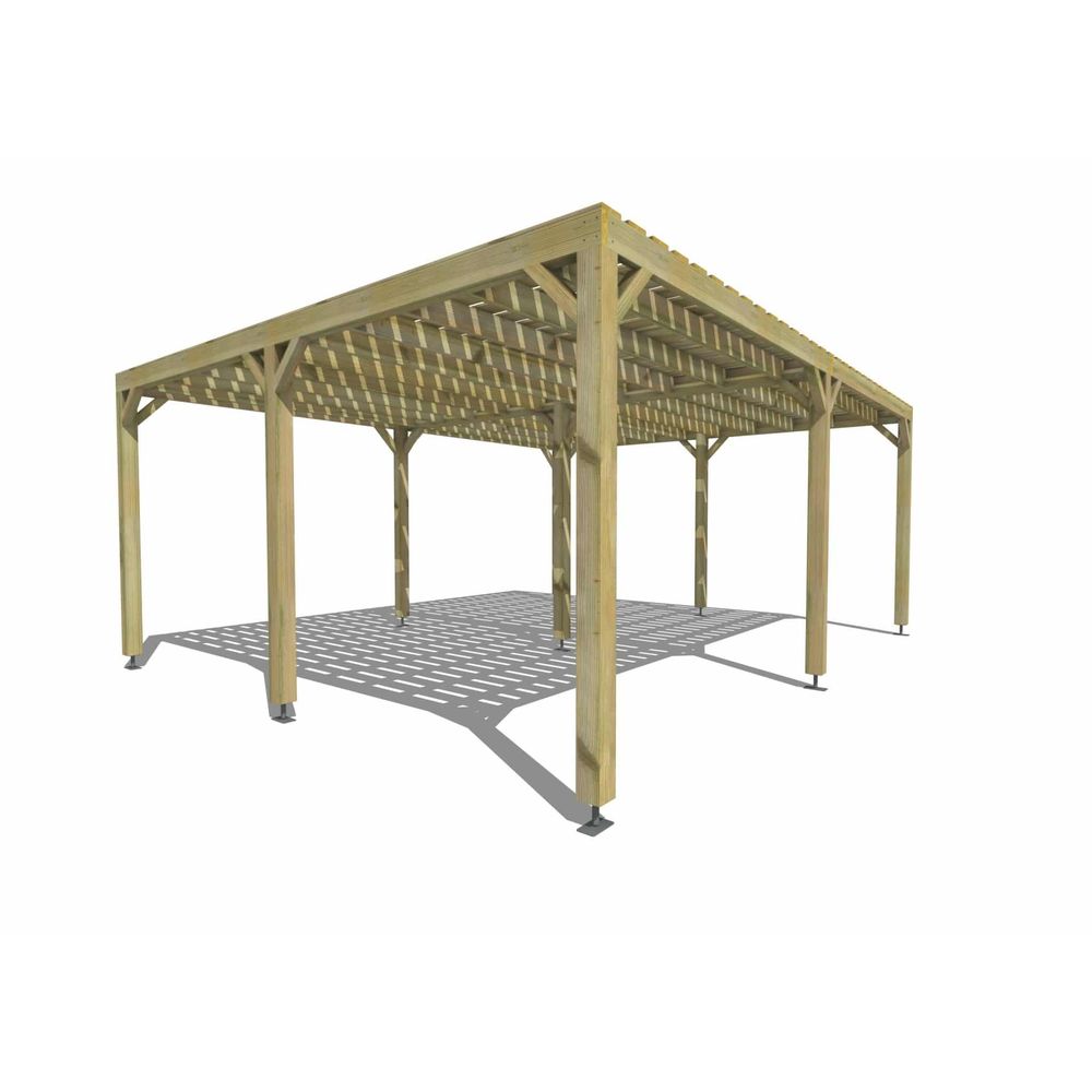 Pergola bois • 6m x 5m • indépendante • sens largeur • platelage bois • livraison comprise