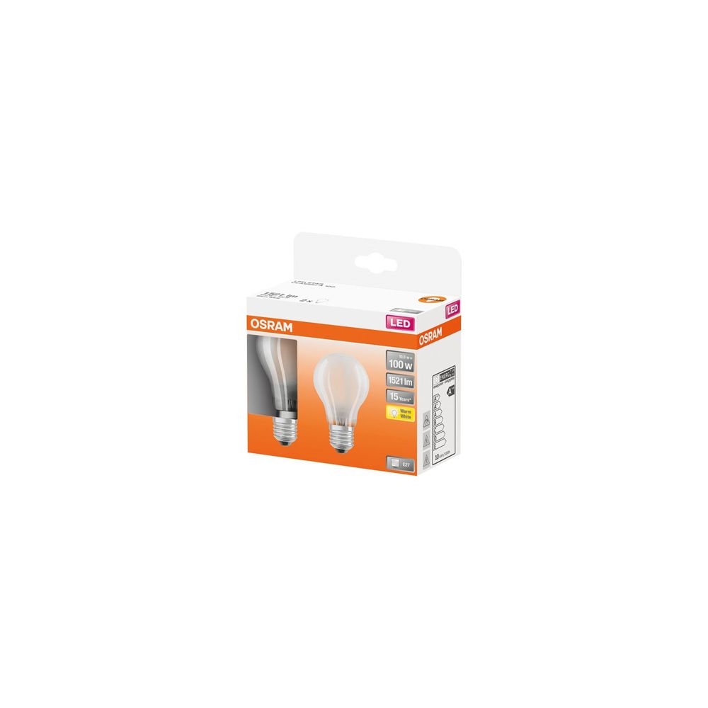 Ampoule led e27 verre dépoli éclairage led 10w chaud, lot de 2 - ledvance gp