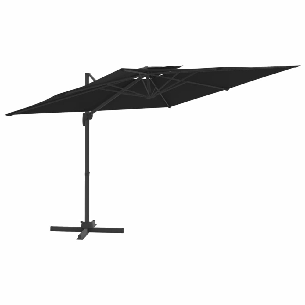 Parasol cantilever à double toit noir 400x300 cm