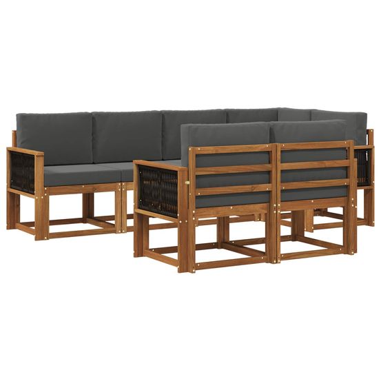 Ensemble de canapés d'extérieur 7 pc naturel et anthracite