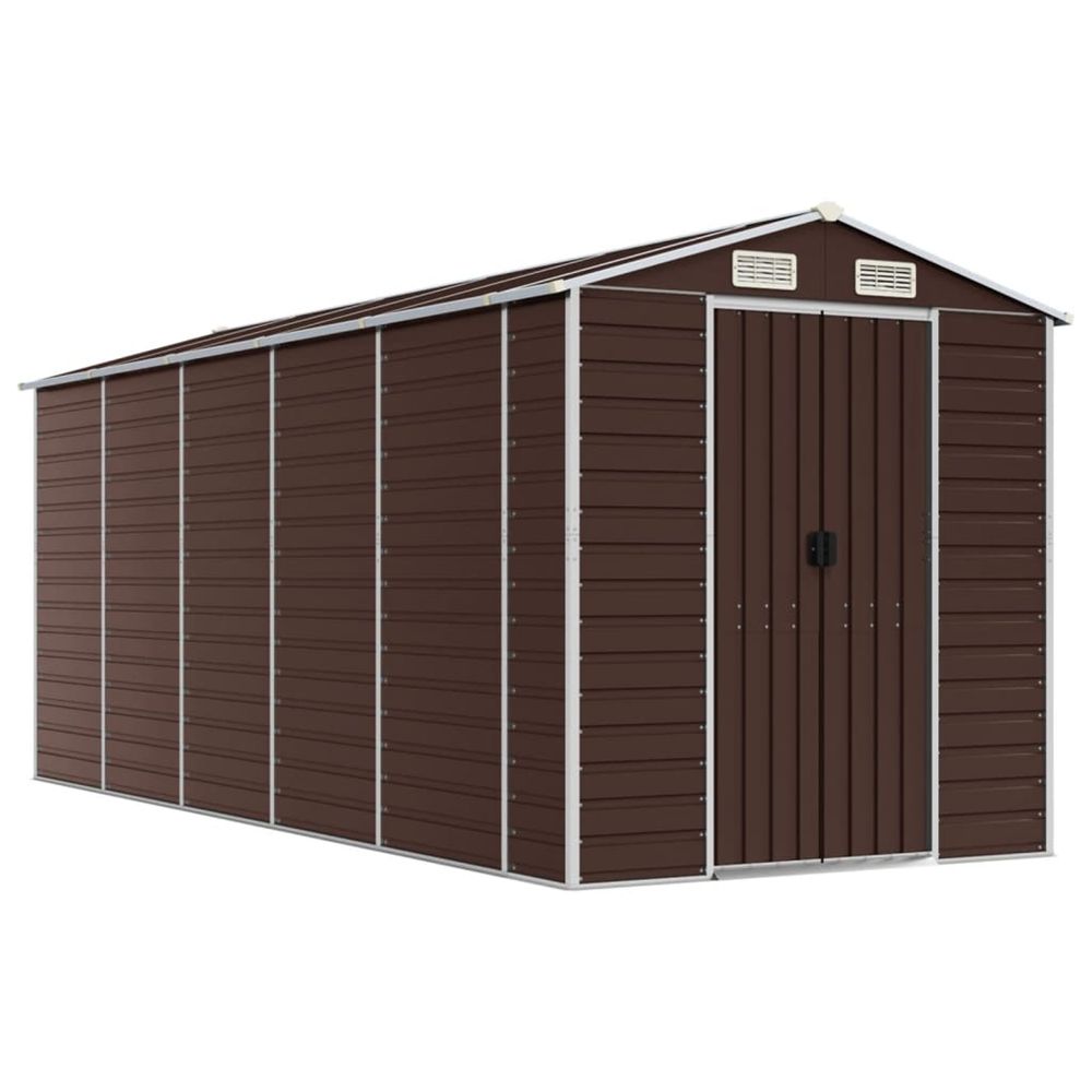 Abri de jardin marron 191 x 470 x 198 cm en acier galvanisé