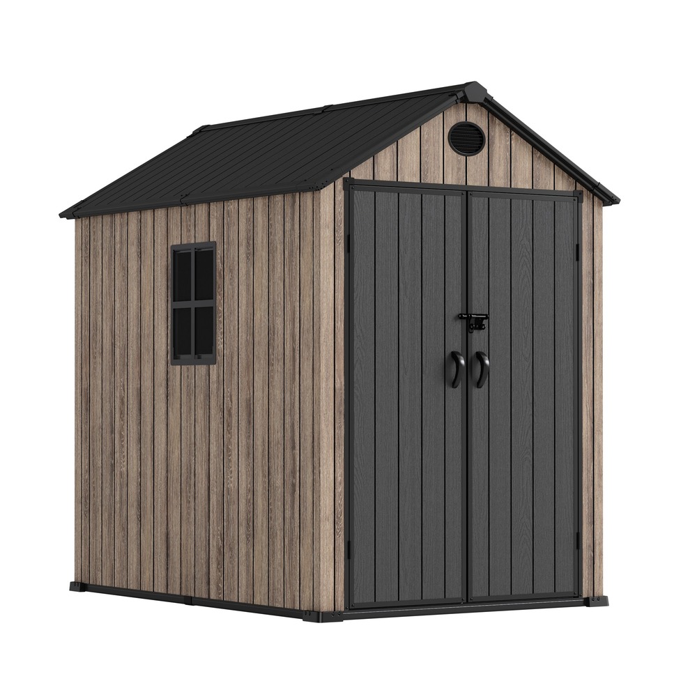 Hoggar – abri de jardin en résine 3,62 m² oak o40 – sol – fenêtre – effet bois premium – double porte – protection uv et imperméable