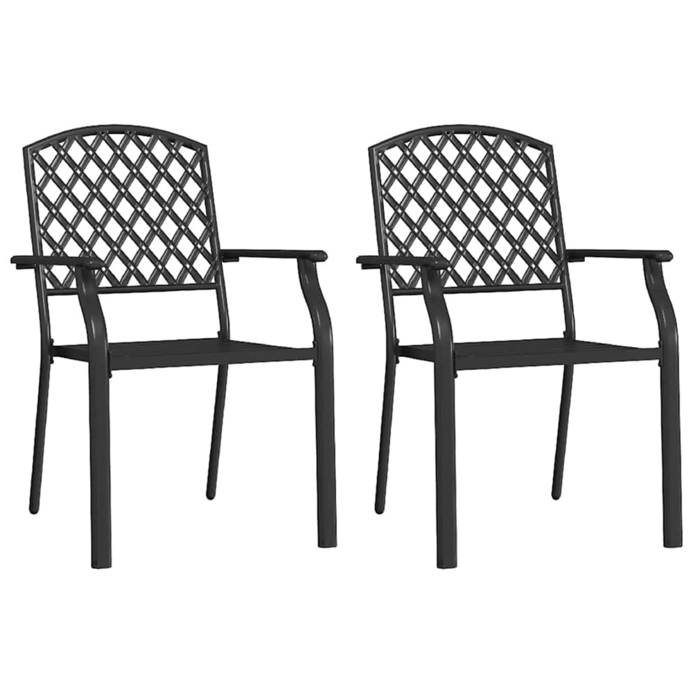 Chaises empilables d'extérieur lot de 2 acier anthracite