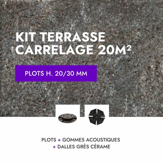 Kit carrelage terrasse 20m² pierre quarziti 60x60 cm - mirage - 20/30 mm