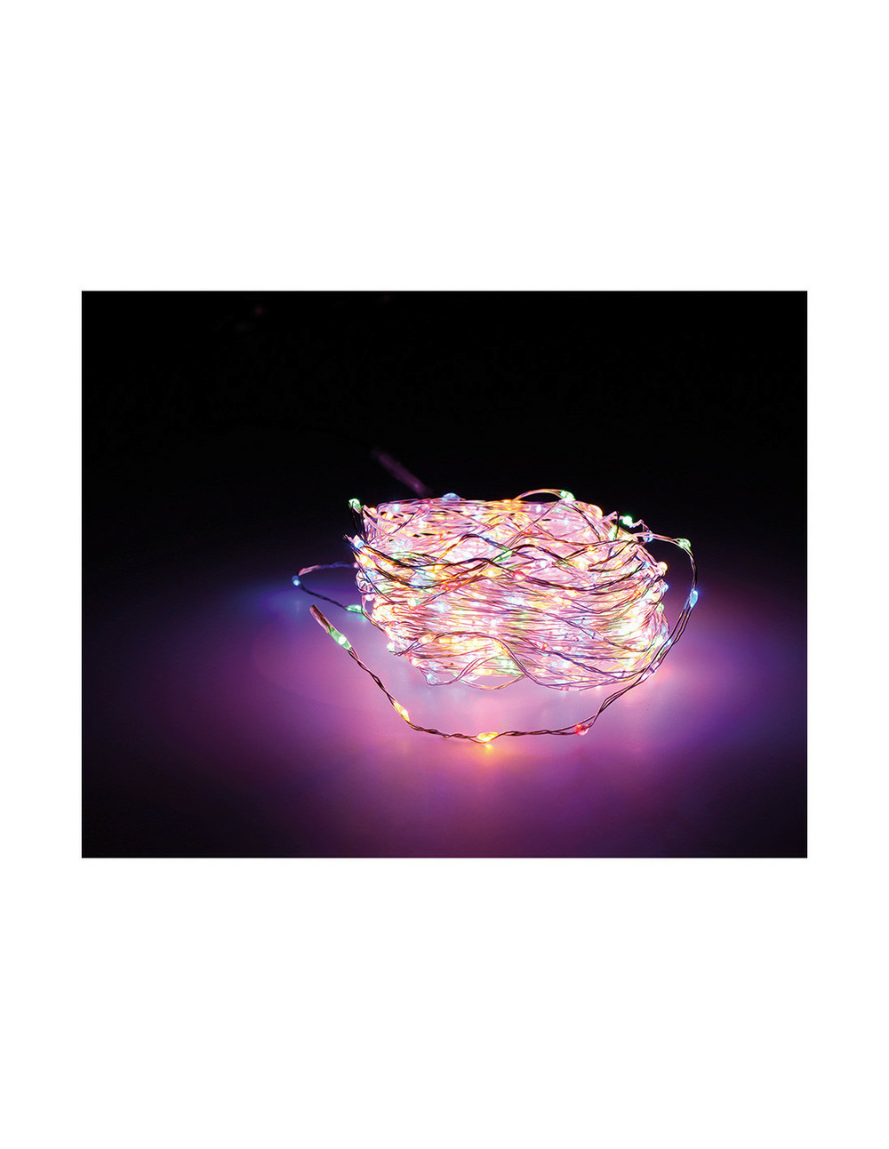 Guirlande micro led clignotante multicolore extra dense 14m 567l cable argent