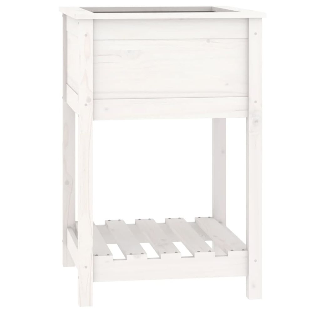 Jardinière d'extérieur avec étagère blanc 54x54x81 cm bois massif de pin