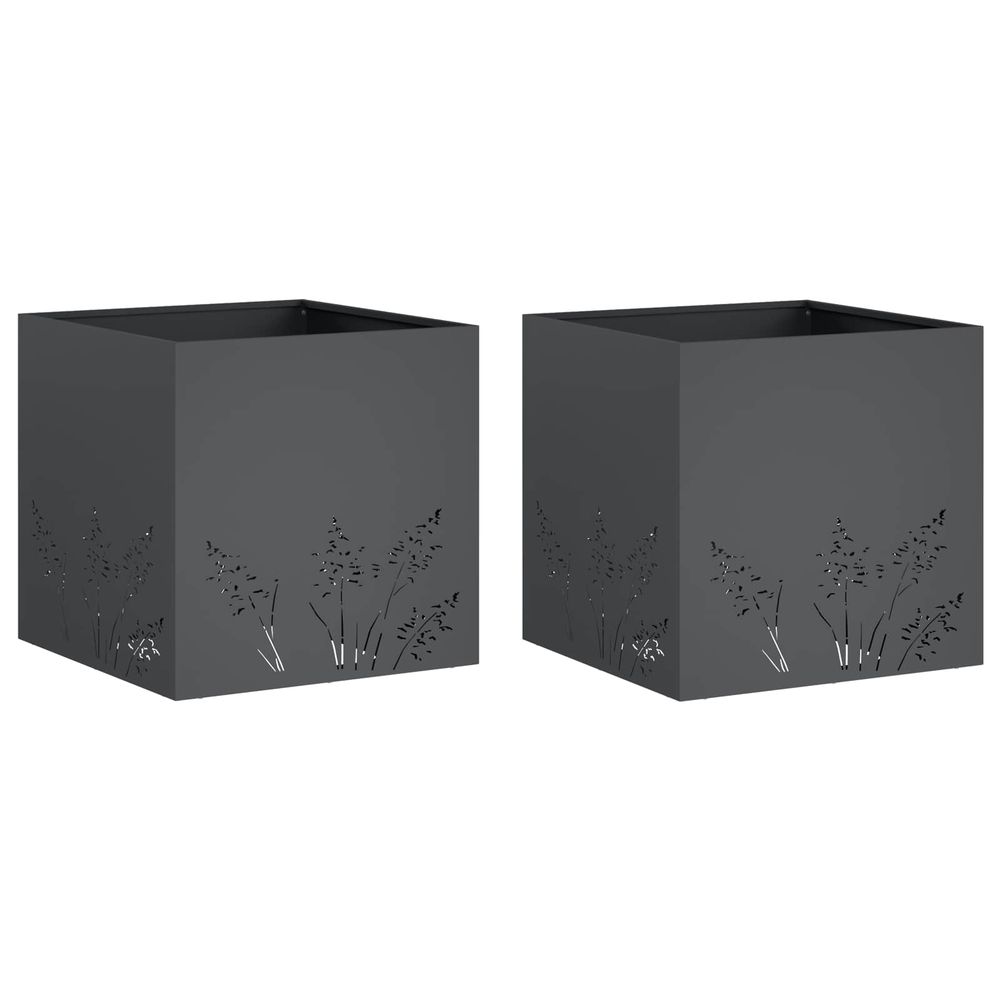 Cache-pot de jardin 2 pc anthracite 50 x 50 x 49 cm